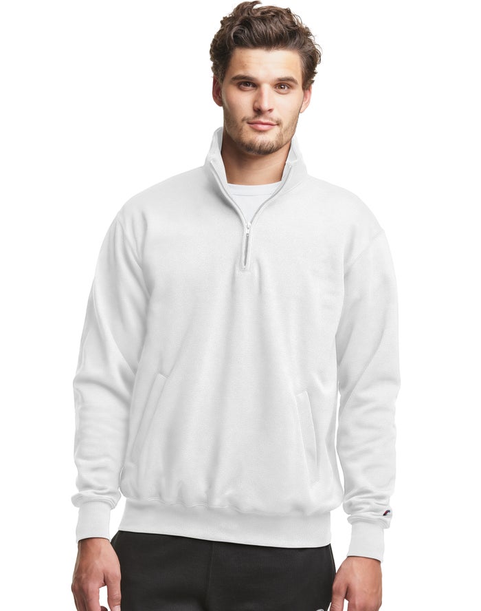 Sudadera Champion Hombre - Powerblend Fleece 1/4 Zip With Pockets ( Blancas ) 0376492-JQ